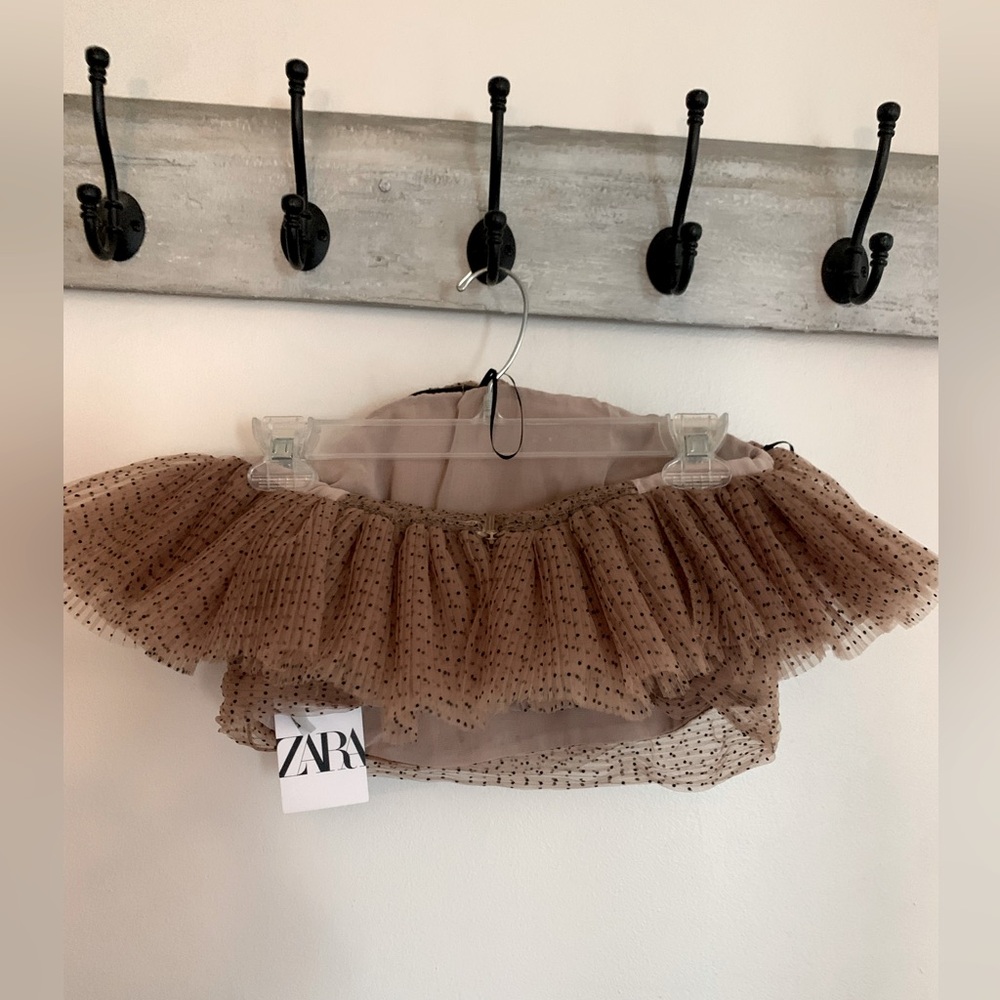 NWT Zara Nude Tulle Crop Top - Picture 4 of 8